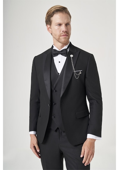 İmza Siyah 6 Drop Slim Fit Esnek Yelekli Damatlık 1001260393