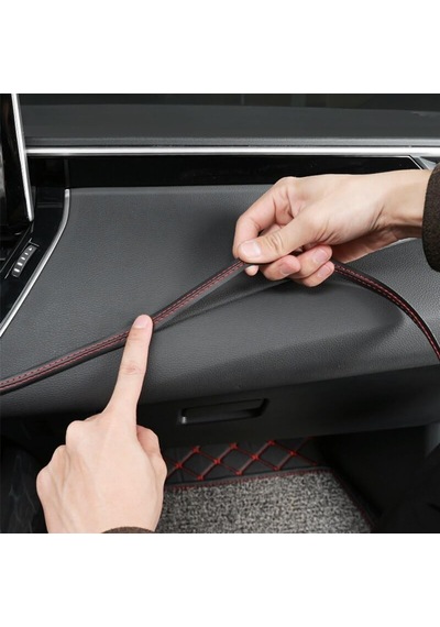 8 Metre Deri Trim Fitili Kırmızı Dikişli