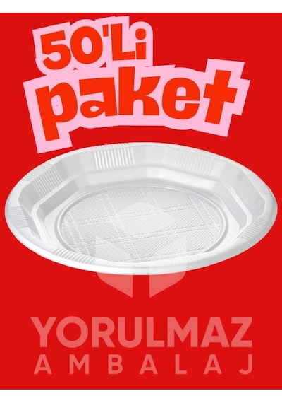 17 Cm Beyaz Plastik Tabak 50 Li Paket Tek Kullanımlık Hijyenik Ve Pratik Siyah