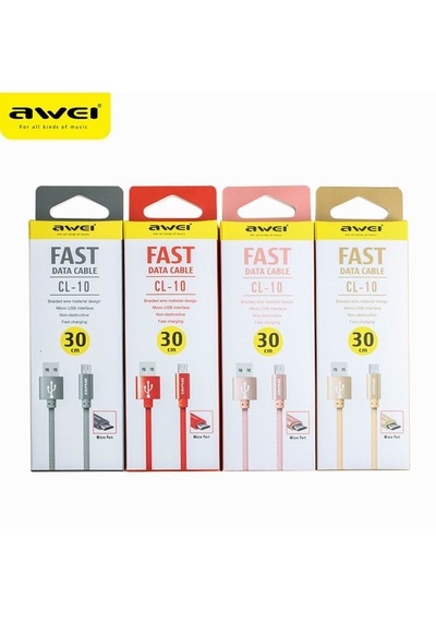Apple Uyumlu iPhone - Awei Fast Data Kablo Cl-988 30 Cm Kablo Powerbank Kablo Rose Gold Senalstore - Gold