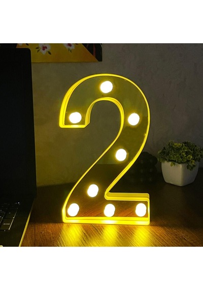 Dekoratif Led Işıklı 3D 2 Rakamı Büyük Boy Organizasyon Doğum Günü Kutlama