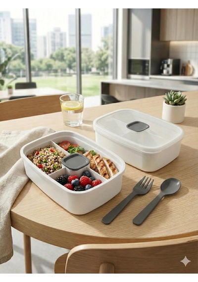 Lexroo Sızdırmaz Lunch Box 3 Bölmeli Yemek Kabı Öğle Yemeği Kutusu Saklama Kabı Bpa İçermez Çok Renkli