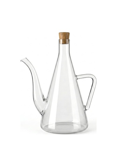 Lexroo 500 Ml Akasya Ahşap Kapaklı Borosilikat Cam Yağlık Ve Sirkelik Çok Renkli