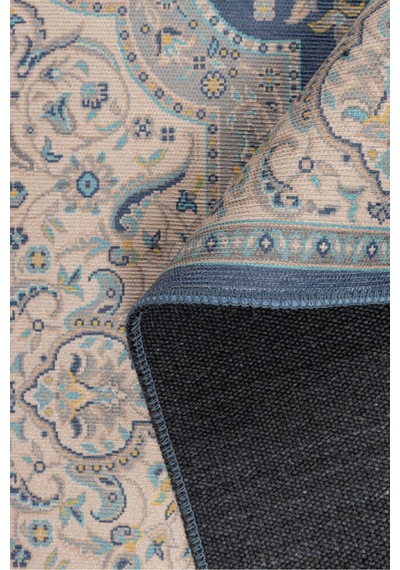 Foldy Vintage Desenli Dokuma Taban Dekoratif Mavi Halı Fl 32 Mavi 3