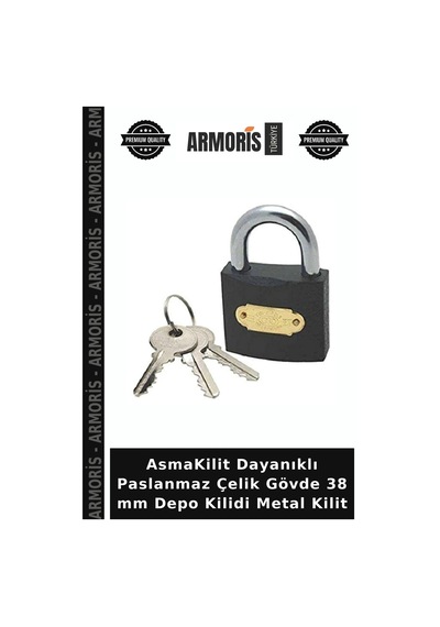 Asmakilit Dayanıklı Paslanmaz Çelik Gövde 38 Mm Depo Kilidi Metal Kilit