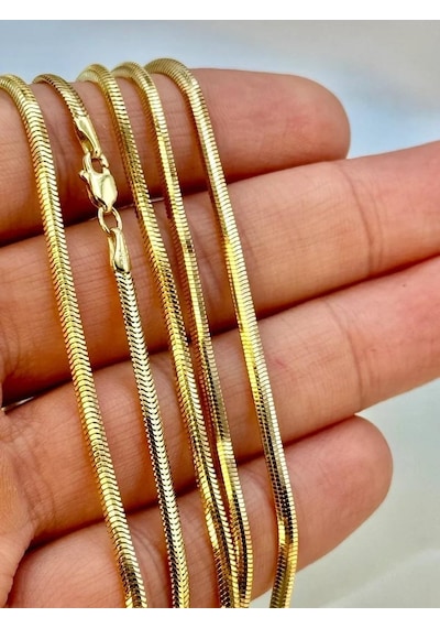 Sefa Gold 14 Ayar Altın İtalyan Balık Sırtı Zincir Kolye 3,5 MM