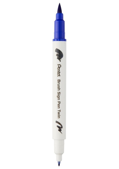 Pentel Brush Sing Pen Twin Çift Taraflı Fırça Uçlu Kalem Mavi