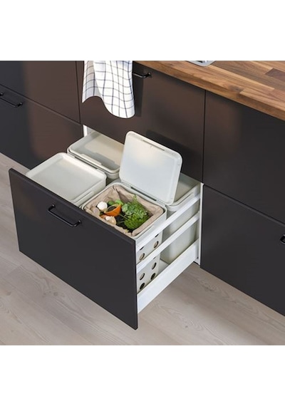 Hallbar Çöp Ayırma Çözümü Beyaz-açık Gri +set 40 Litre Gri