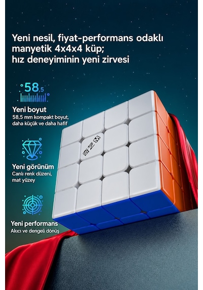Qiyi M Pro 4x4 Manyetik Hız Küpü Stickerless Profesyonel Zeka Ve Akıl Küpü 2024 - 5,85 Cm