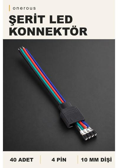 Onerous 40 Adet 4 Pin Dişi Şerit Led Konnektörü 10 Mm Çok Renkli
