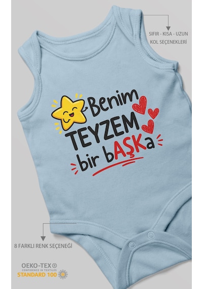 Morivokids Benim Teyzem Bir Başka Sıfır Kollu Bebek Zıbını %100 Pamuk Bebe Mavisi
