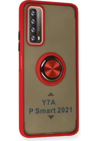 Newface Huawei P Smart 2021 Kılıf Montreal Yüzüklü Silikon Kapak Semeglbl - 70 - Kırmızı
