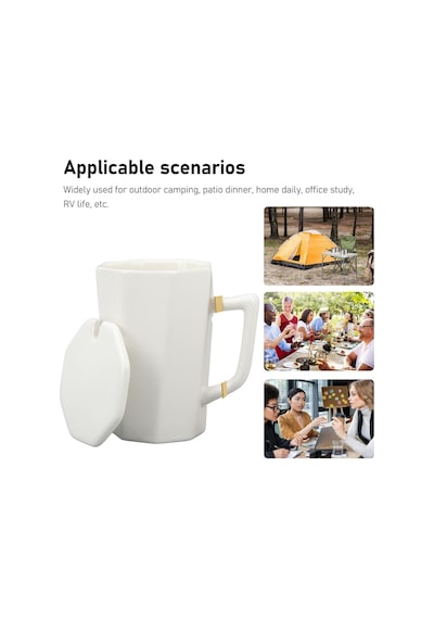 Mermer Tasarımlı Kapaklı Kaşıklı Sıcak Tutan Kupa Bardak Fincan Mug Mini Motivasyon Termos 330 Ml. Beyaz