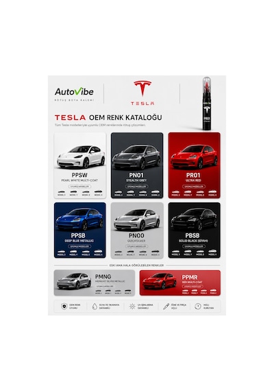 Tesla Rötuş Boya Kalemi Pn00 Quicksilver 2 Si 1 Arada