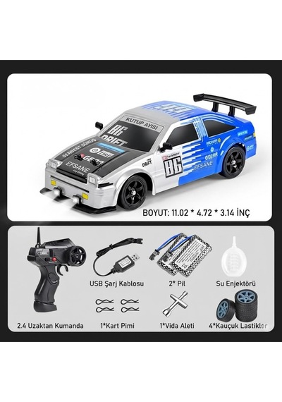 1:16 Şarjlı Uzaktan Kumandalı Drift Arabası 4 Çeker Gerçekçi Duman Efektli Yedek Lastikli Rc Araba Çok Renkli