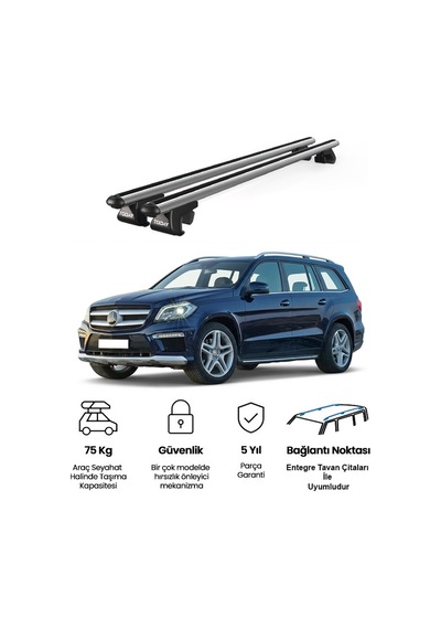 Venüs Mercedes-benz Gl X166 2013-2016 Uyumlu Gri Ara Atkı Port Bagaj Tavan Barı