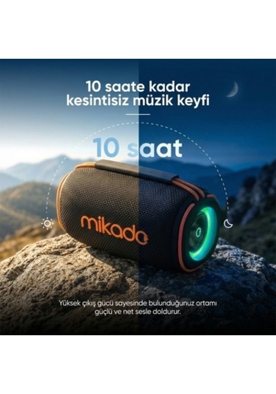 Mikado Md-33bt Siyah Ipx6 60w Rgb Işıklı 7200mah Tf Kart+usb Destekli Bluetooth