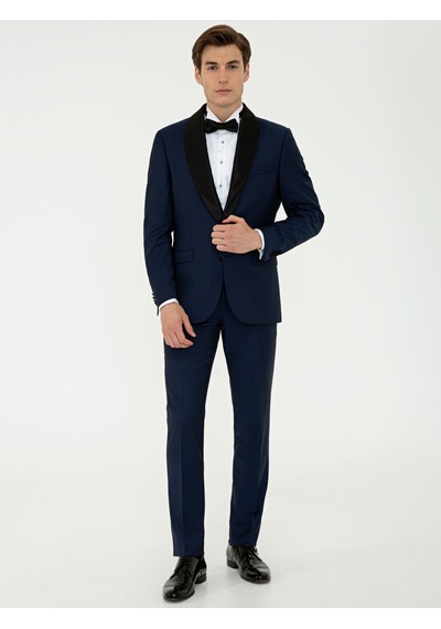 Cacharel Lacivert Slim Fit Smokin Damatlık