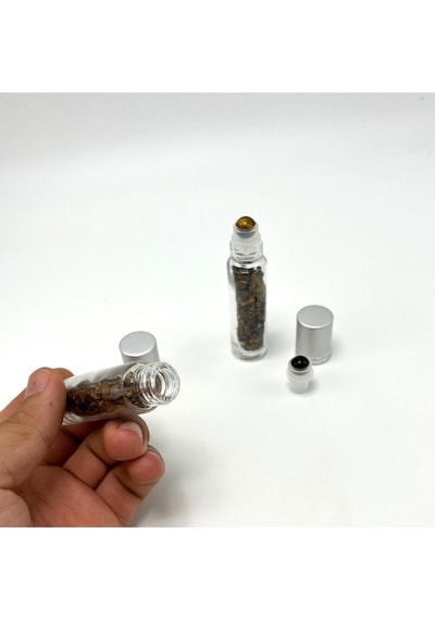 Yıldız Doğal Taş Sertifikalı Kaplan Gözü Doğal Taş Esans Şişesi + Roller Masaj Aleti 10 ML