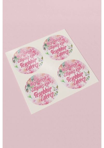 Çiçekli Teşekkür Ederiz Sticker 3x3cm St2358 Çok Renkli