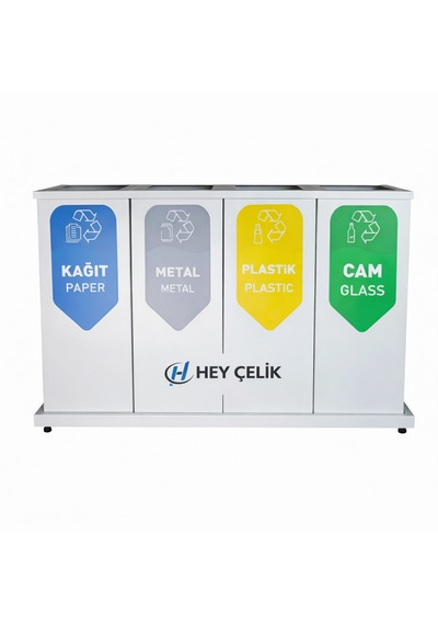 4 Lü Sıfır Atık Geri Dönüşüm Ünitesi Gd-218 Kurumsal Metal Atık Ayrıştırma Sistemi Hey Çelik