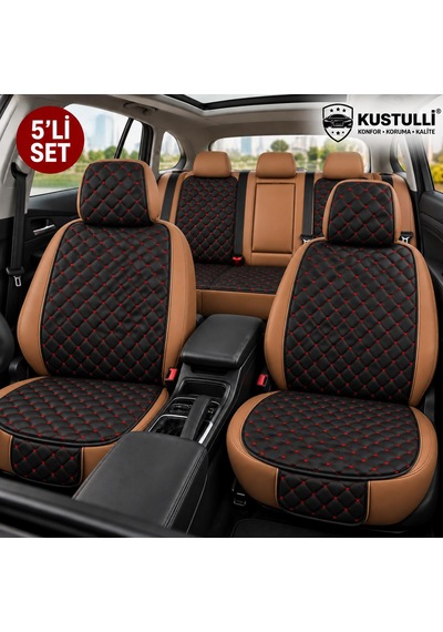 5'li Pilot Kapitone Terletmeyen Oto Koltuk Minder Cepli Model Kırmızı 1