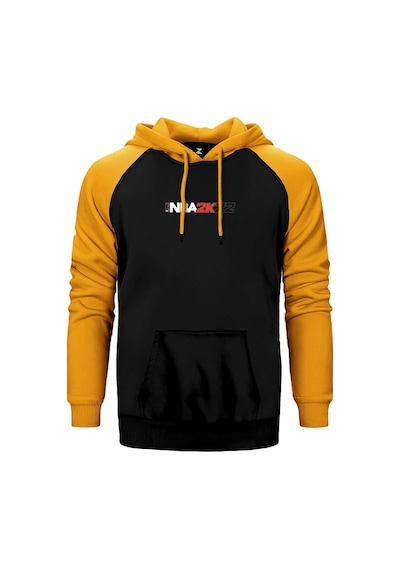 Basket2k22 Sarı Renk Reglan Kol Kapşonlu Sweatshirt Sarı