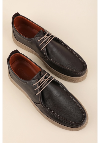 Gondol Erkek Hakiki Deri Casual Derby Ayakkabı Moc-toe Cz.102 Kahverengi