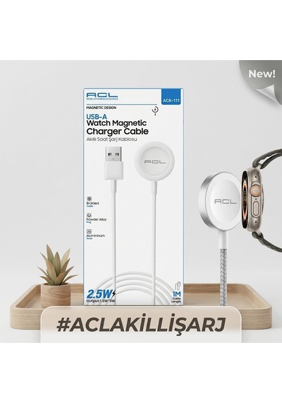 Acl Ack-111 2.5w Watch Manyetik Şarj Kablosu 1 Metre - Lisinya