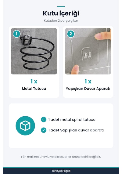 Yerliçöppoşeti Saç Kurutma Makinesi Tutucu Çok Renkli