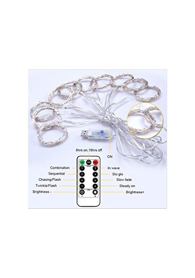 Technosmart Peri Telli Perde Led Işık Kumandalı 300 Ledli 3 X 3 Metre Usb'li 8 Animasyonlu Günışığı Çok Renkli