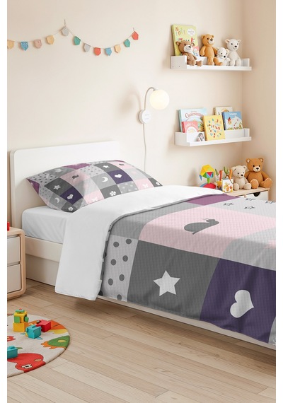 Evimde Bambaşka Pastel Patchwork Gri Kız Çocuk Pike Takımı-lila Pembe Minimal Bebek Odası Yatak Örtüsü-160x220 CM Evimde Bambaşka Pastel Patchwork Gri Kız Çocuk Pike Takımı-lila Pembe Minimal Bebek Odası Yatak Örtüsü-160x220 CM