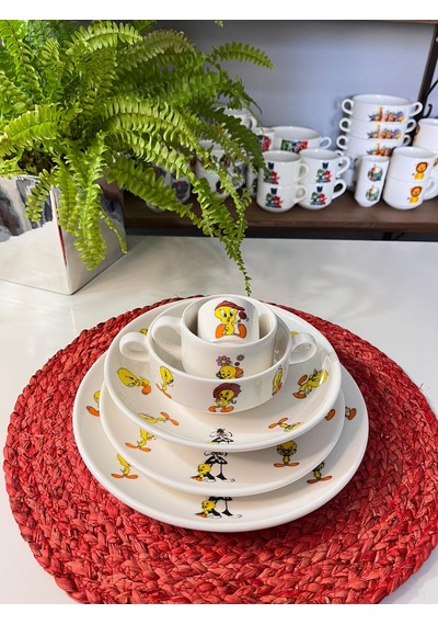 6 Parça Tweety Model Çocuk Bebek Yemek Takımı Beslenme Seti Çok Renkli