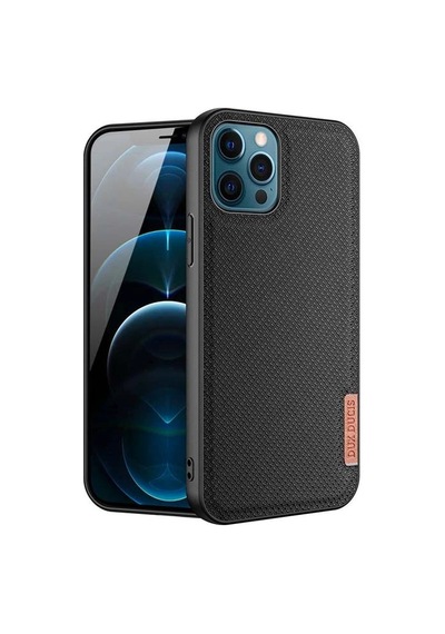 Dux Ducis Fino Serisi Apple iPhone Uyumlu 12 Pro Max Kılıf Premium Dokuma Silikon Kılıf- 5775 Gri