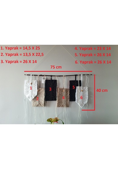 Makrome Dekoratif Yaprak Duvar Süsü
