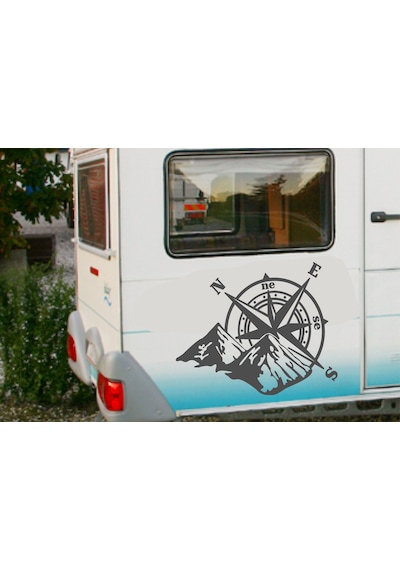 Pusula Ve Dağ Sticker - 4x4 Off Road Pickup Sticker - Araba Oto Motosiklet Karavan Cam Sticker - 00268 20x15 Cm