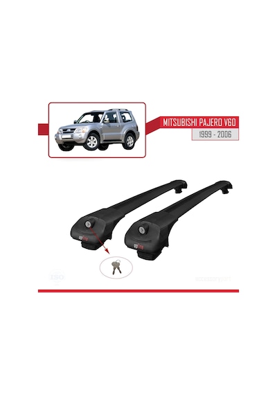Mitsubishi Pajero V60 3 Kapı 1999-2006 Arası İle Uyumlu Ace-1 Ara Atkı Tavan Barı Siyah