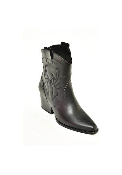 Fox Shoes T296112009 Siyah Kalın Topuklu Kadın Bot Siyah-Suni Deri Siyah