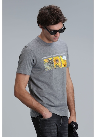 Lufian Erkek June Modern Grafik T-shirt 111020192 Gri