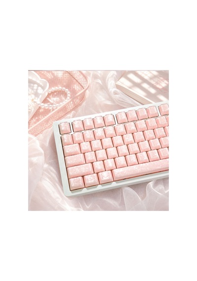 Leaven 128 Tuş Pbt Keycap Seti - Karbon Fiber Şeffaf Cherry Mx Uyumlu Rgb Klavye Tuşları - Pembe
