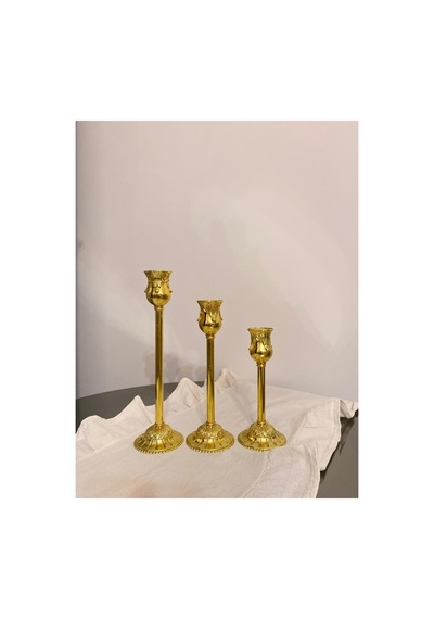 Royal 3'lü Zamak Gold Şamdan & Mumluk Seti Altın - 805652316 Altın