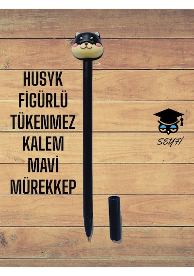 Husyk Figürlü Tükenmez Kalem Mavi Mürekkep Siyah