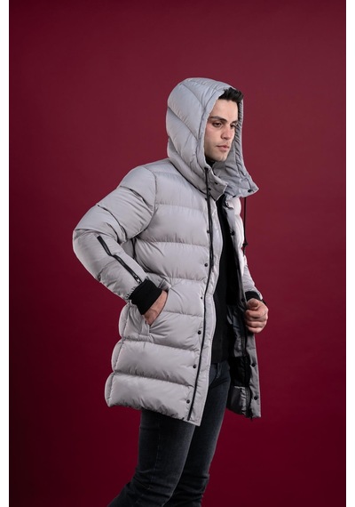 Sir Regular Fit Kapşonlu Astarlı Uzun Kalın Şişme Mont 001