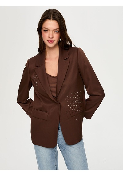 Taş Süslemeli Blazer Ceket S26ckt028 Us26ckt02830 Kahve