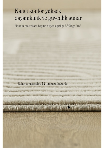 Modern Dokuma Salon Halısı Mutfak Halısı Hav Toz Vermez Kolay Temizlenebilir Halı Bej Halı
