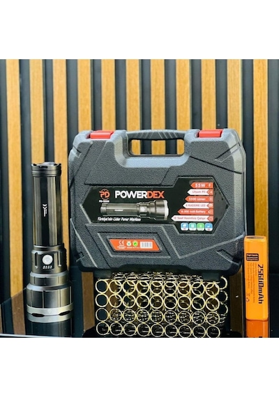 55 Watt 5500 Lümen Profesyonel Büyük Şarjlı El Feneri Pd-13000 Siyah