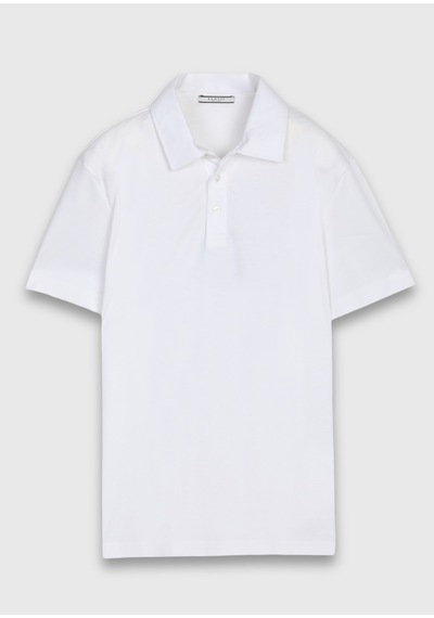 Ramsey Beyaz Düz Pamuk Karışımlı T-shirt