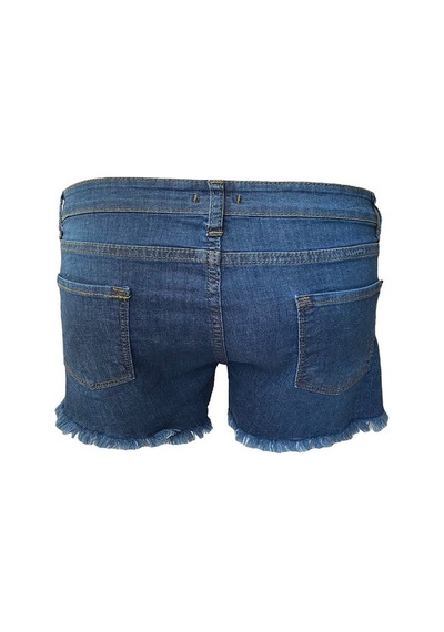 Kadın Mavi Düşük Bel Yırtık Detay Pascucci Denim Kot Şort Mavi