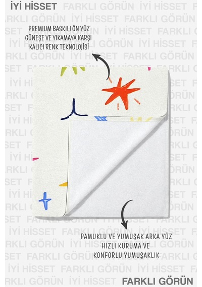 Yıldız Desenli Renkli Modern Plaj Havlusu - Minimalist Havuz Deniz Hızlı Kuruyan Mikrofiber Havlu Sakin Deniz