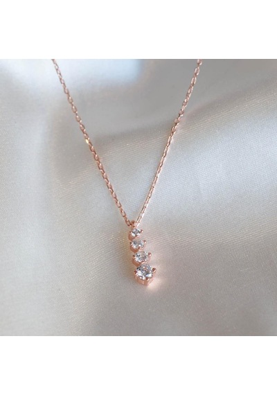 4 Taşlı Rose Gold Kaplama Gümüş Set Gümüş